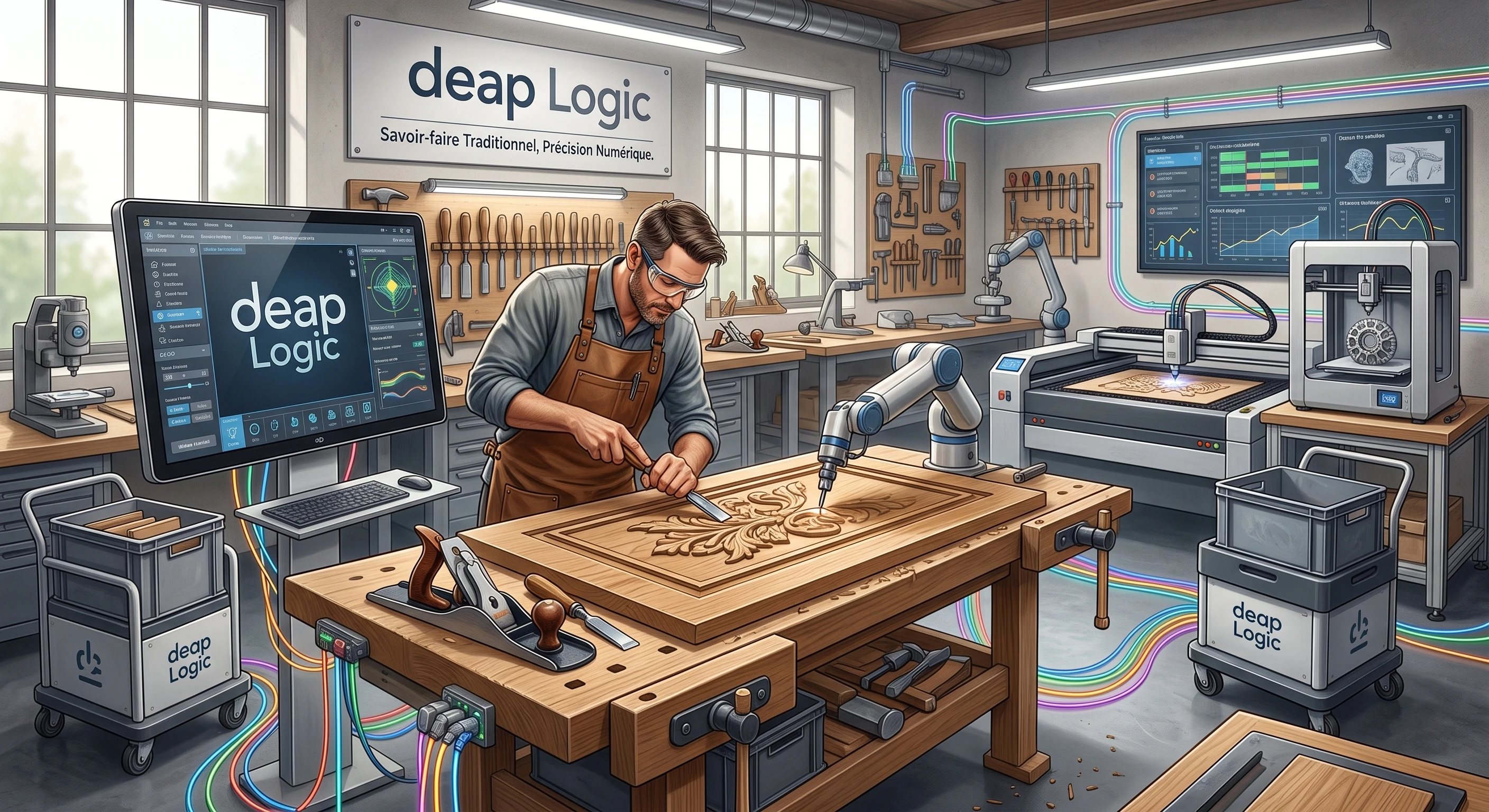 Illustration deapLogic — développement web et automatisation pour artisans